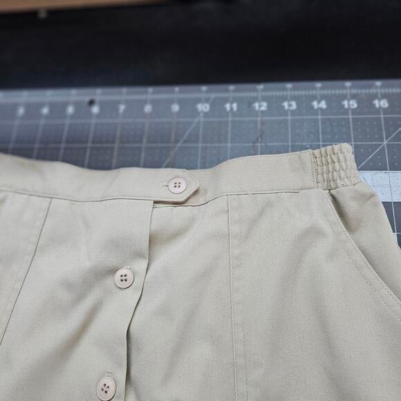 Vintage 80s Koret Skirt Womens Size 10 Tan Midi Preppy Coquette Button Down - Picture 8 of 10